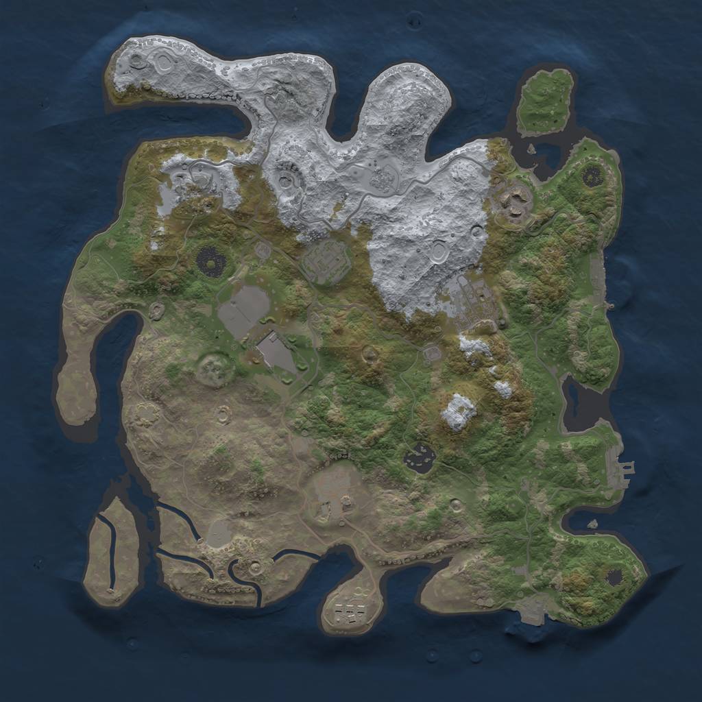Rust Map: Procedural Map, Size: 3500, Seed: 6891824, 16 Monuments