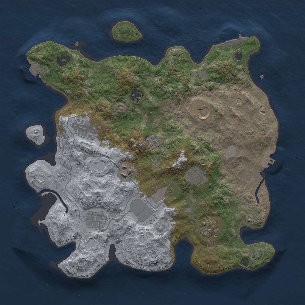 Rust Map: Procedural Map, Size: 3500, Seed: 840752601, 17 Monuments