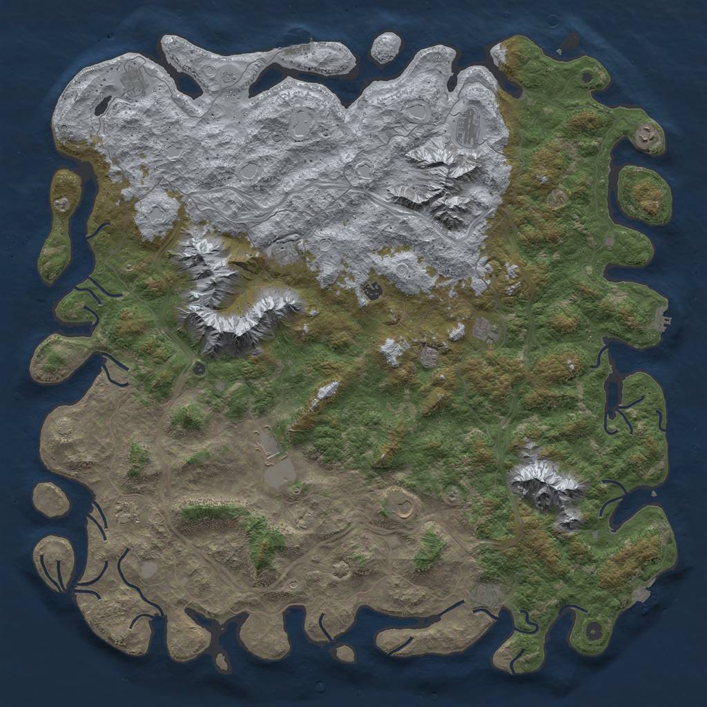 Rust Map: Procedural Map, Size: 6000, Seed: 692, 19 Monuments