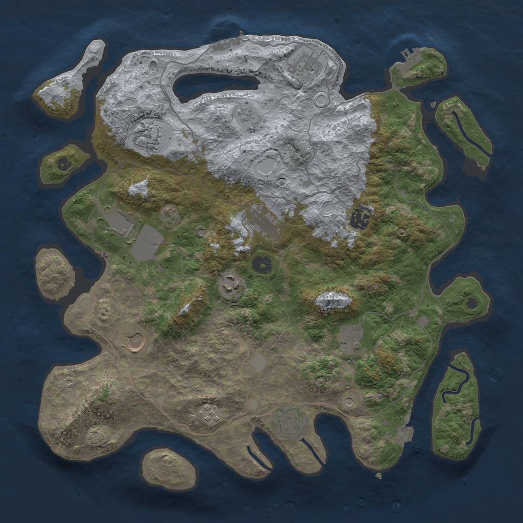 Rust Map: Procedural Map, Size: 4000, Seed: 2055312485, 18 Monuments