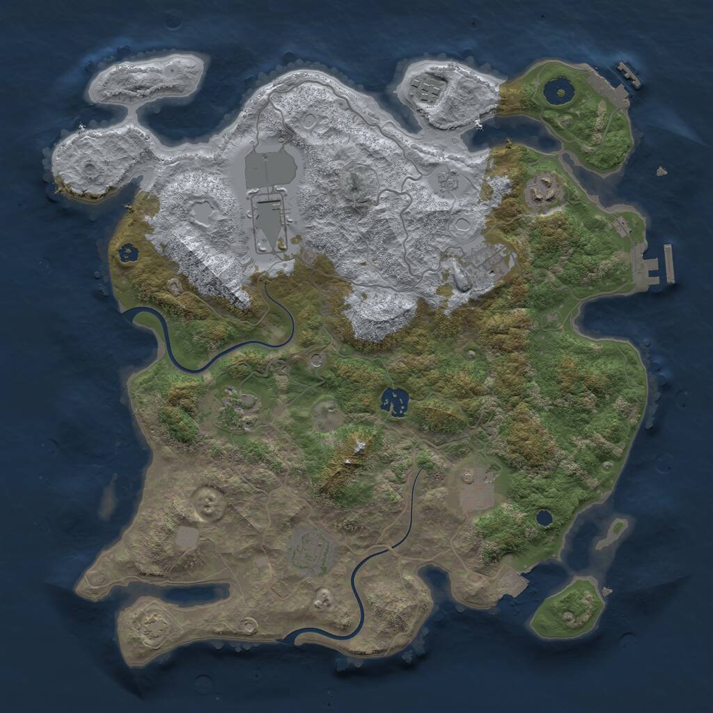 Rust Map: Procedural Map, Size: 3700, Seed: 34638200, 14 Monuments