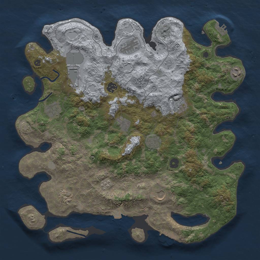 Rust Map: Procedural Map, Size: 3950, Seed: 14382815, 19 Monuments
