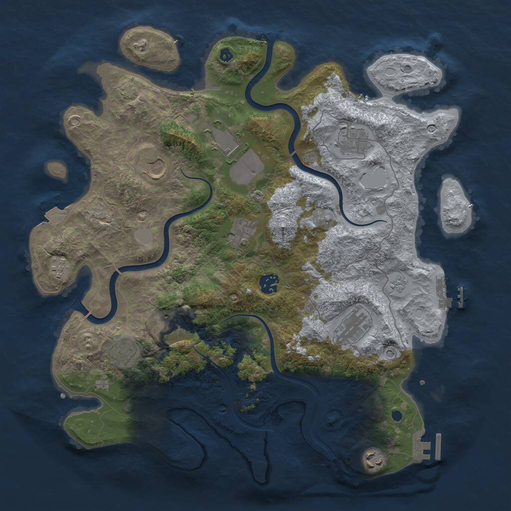 Rust Map: Procedural Map, Size: 3850, Seed: 65549836, 16 Monuments