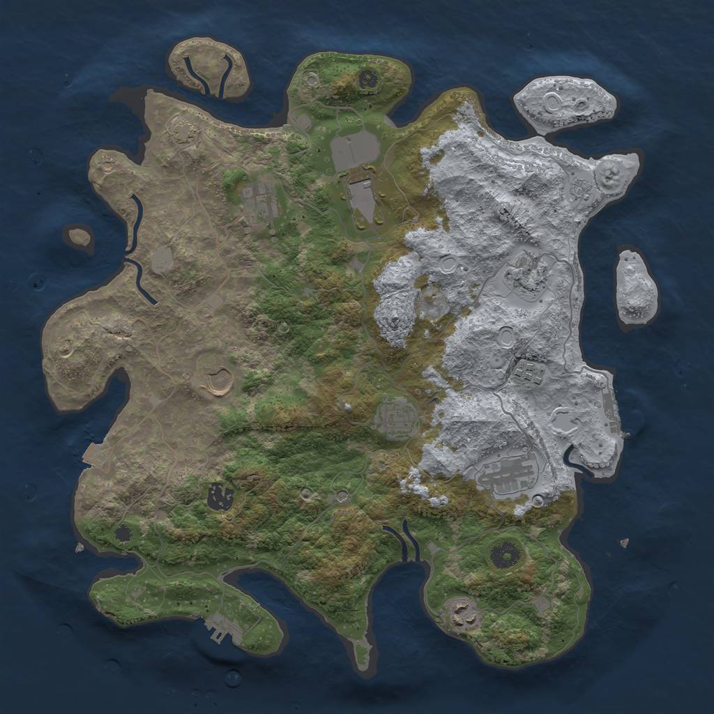 Rust Map: Procedural Map, Size: 3850, Seed: 65549836, 17 Monuments