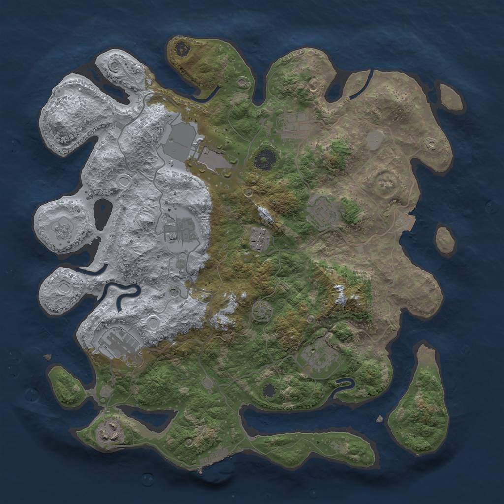 Rust Map: Procedural Map, Size: 3550, Seed: 42042069, 15 Monuments