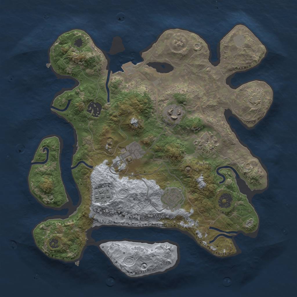 Rust Map: Procedural Map, Size: 3000, Seed: 411071685, 10 Monuments