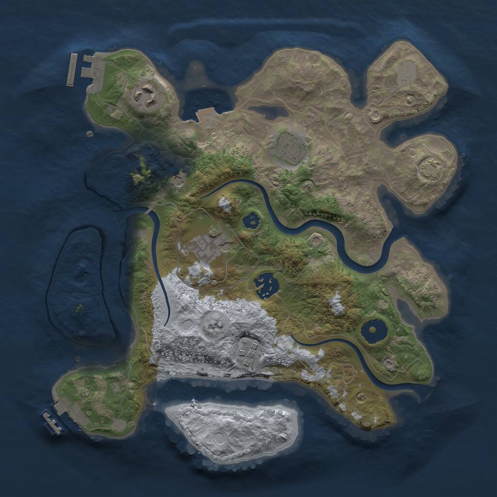 Rust Map: Procedural Map, Size: 3000, Seed: 411071685, 10 Monuments