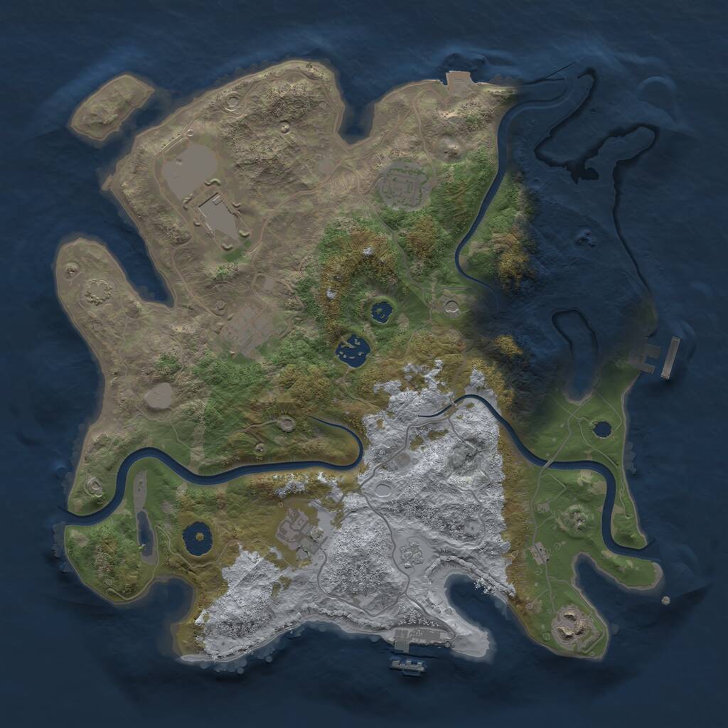 Rust Map: Procedural Map, Size: 3500, Seed: 45388165, 12 Monuments