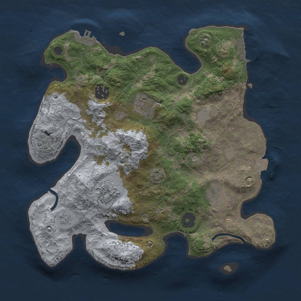 Rust Map: Procedural Map, Size: 3000, Seed: 44981, 13 Monuments