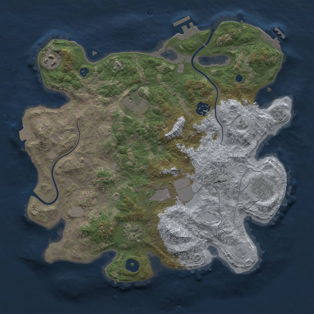 Rust Map: Procedural Map, Size: 3500, Seed: 974684, 13 Monuments