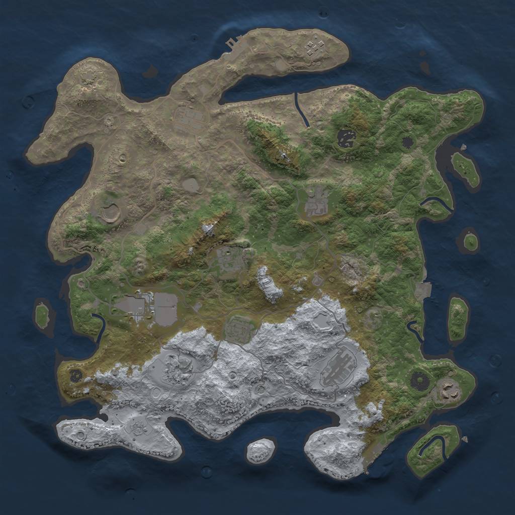 Rust Map: Procedural Map, Size: 4000, Seed: 101092023, 19 Monuments