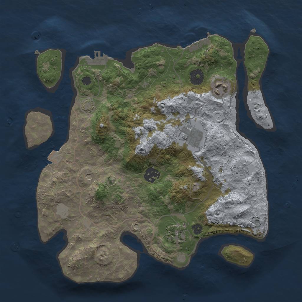 Rust Map: Procedural Map, Size: 3000, Seed: 12273, 12 Monuments