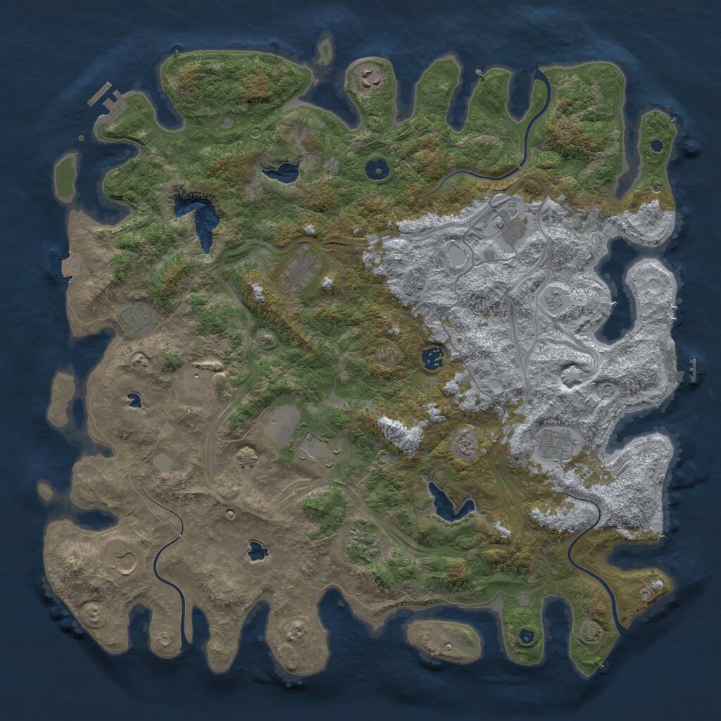 Rust Map: Procedural Map, Size: 4800, Seed: 1302476641, 17 Monuments