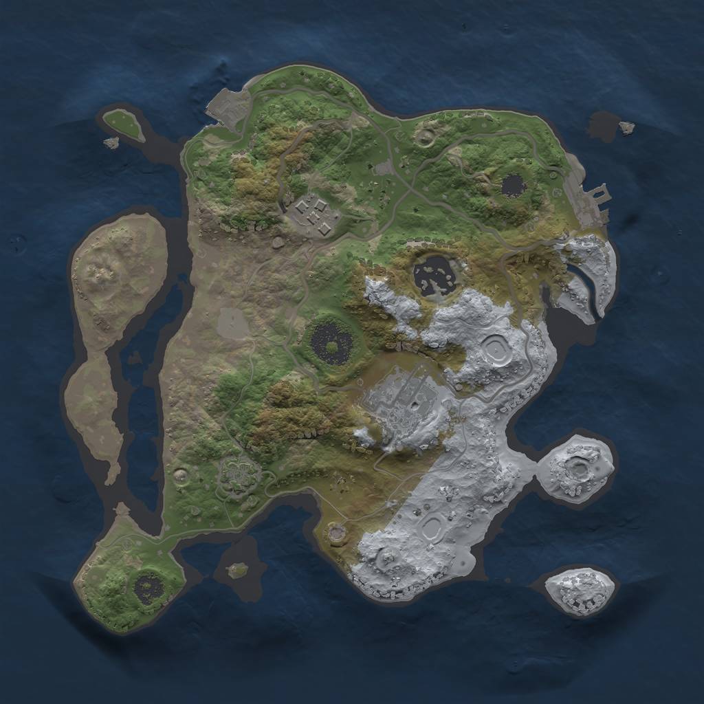 Rust Map: Procedural Map, Size: 2500, Seed: 4568123, 8 Monuments