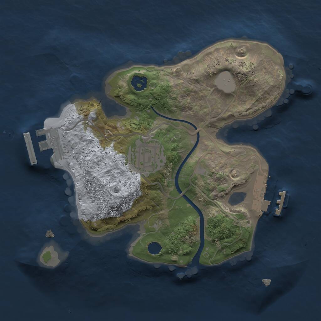 Rust Map: Procedural Map, Size: 2000, Seed: 214712334, 4 Monuments