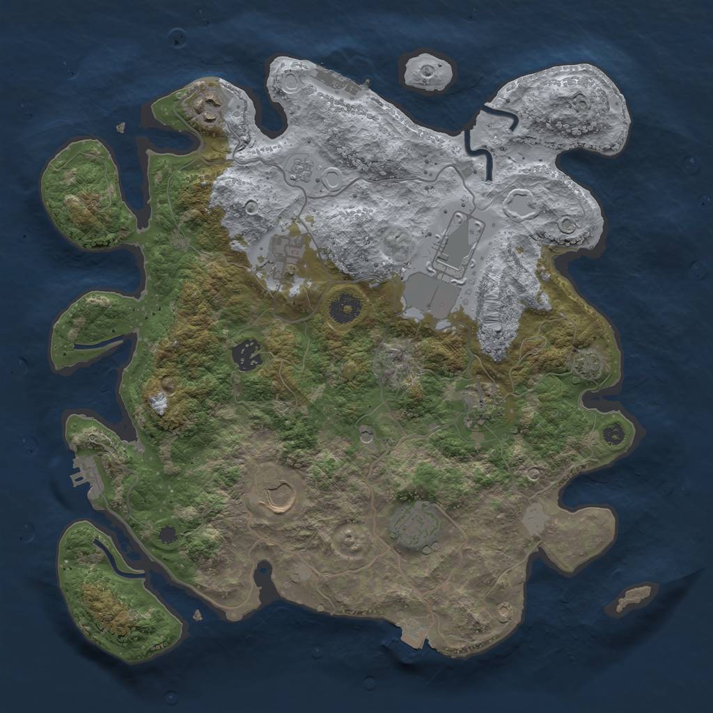 Rust Map: Procedural Map, Size: 3500, Seed: 34564456, 15 Monuments