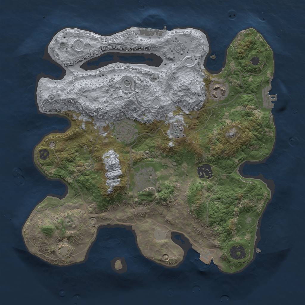 Rust Map: Procedural Map, Size: 3000, Seed: 1645, 13 Monuments