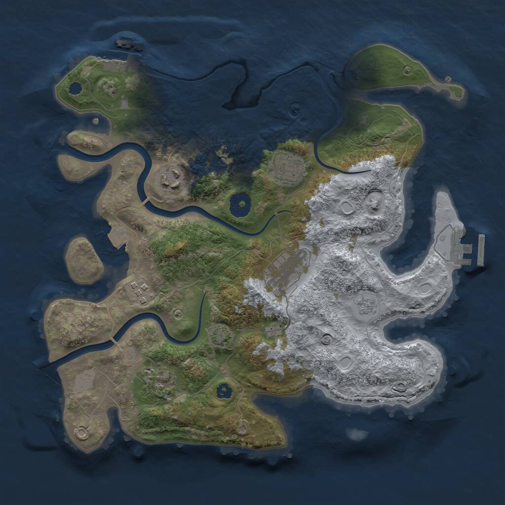 Rust Map: Procedural Map, Size: 3200, Seed: 32535, 11 Monuments