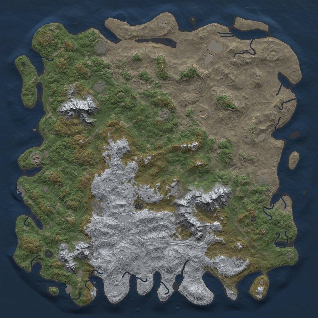Rust Map: Procedural Map, Size: 6000, Seed: 2109689533, 19 Monuments