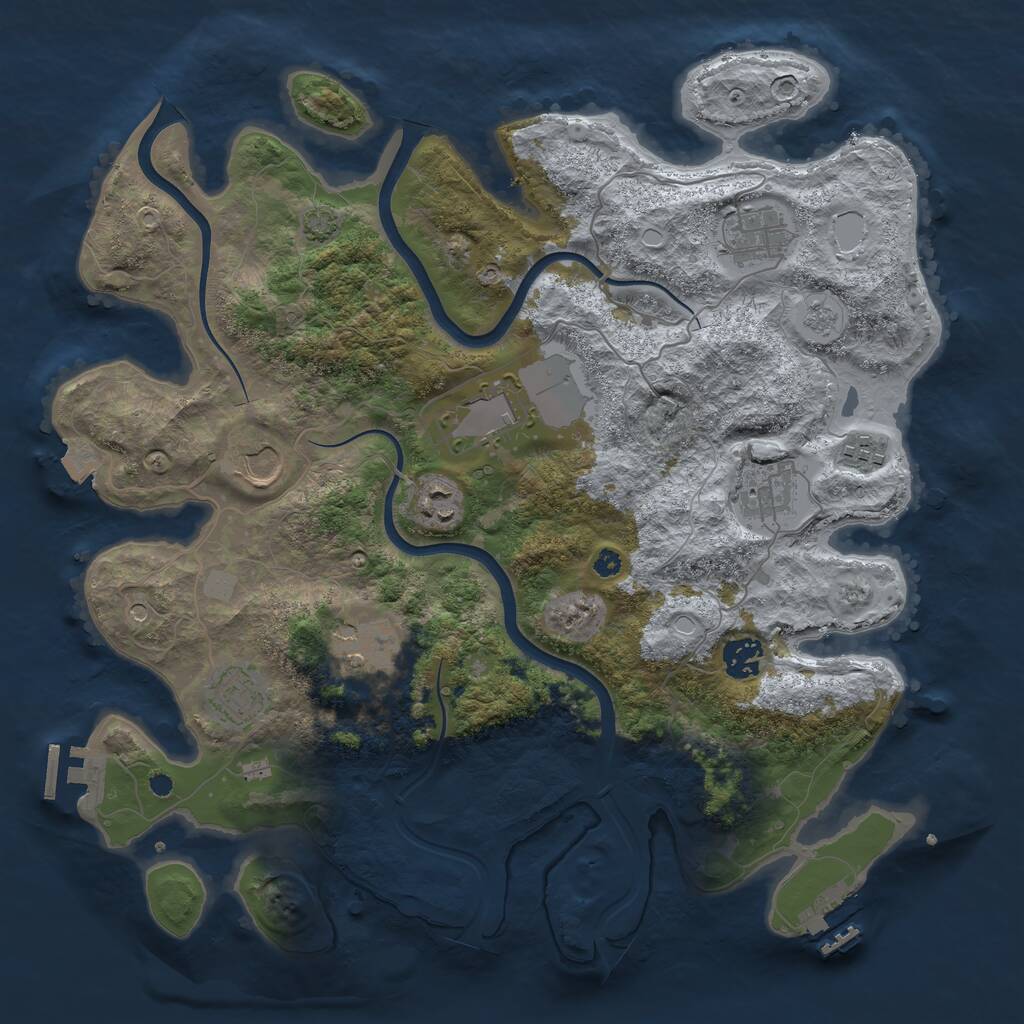 Rust Map: Procedural Map, Size: 3750, Seed: 1864819907, 15 Monuments