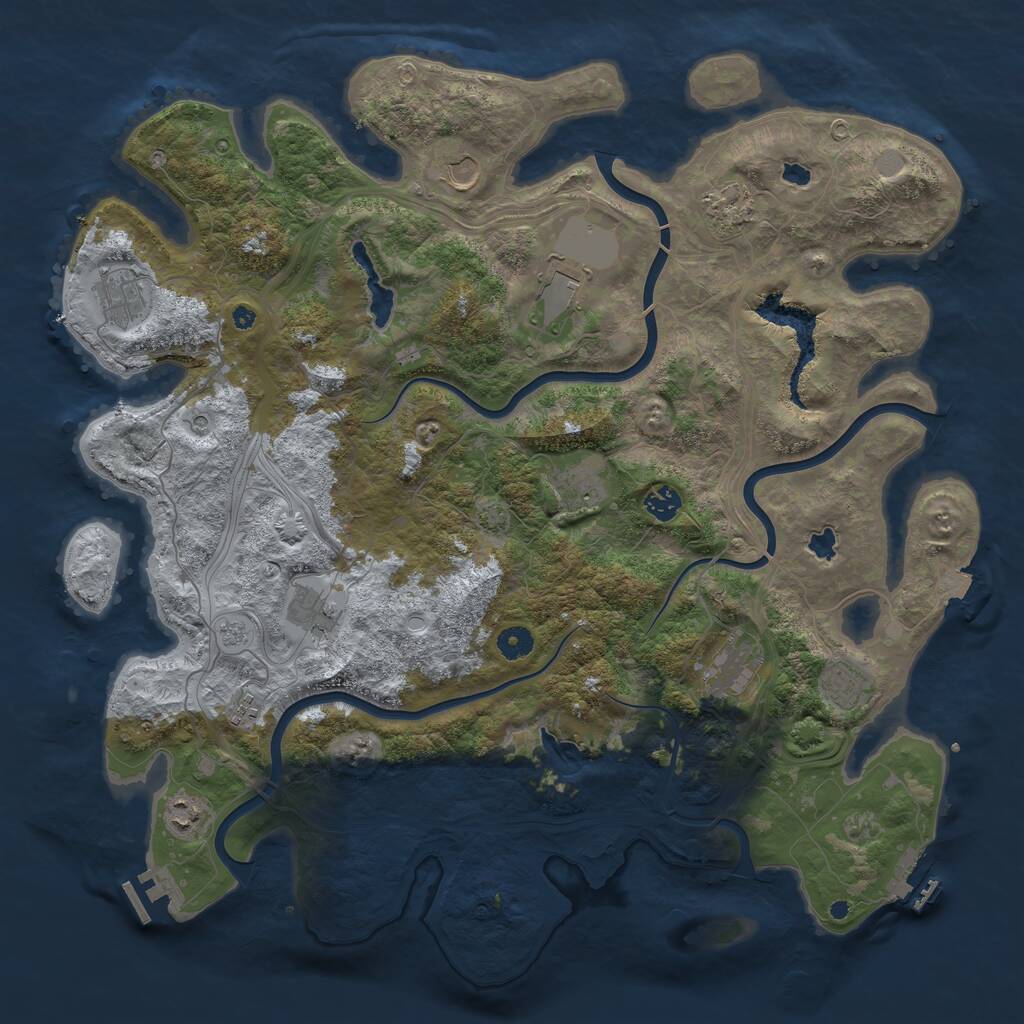 Rust Map: Procedural Map, Size: 4500, Seed: 131822770, 17 Monuments