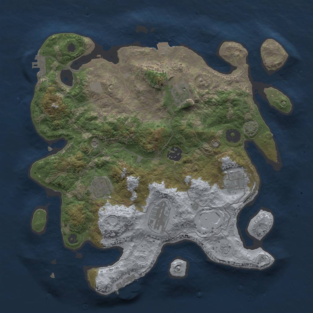 Rust Map: Procedural Map, Size: 3200, Seed: 58866, 13 Monuments