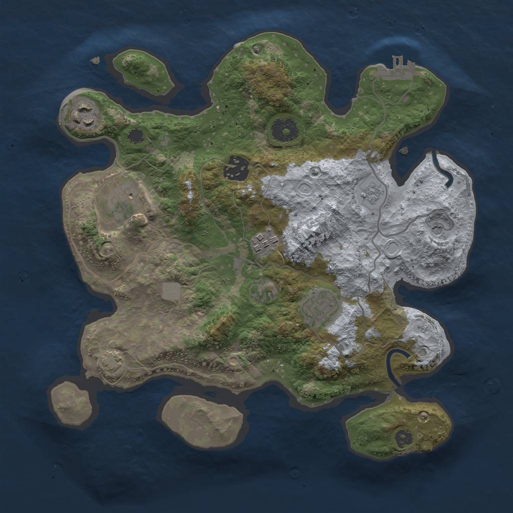 Rust Map: Procedural Map, Size: 3000, Seed: 65589, 12 Monuments