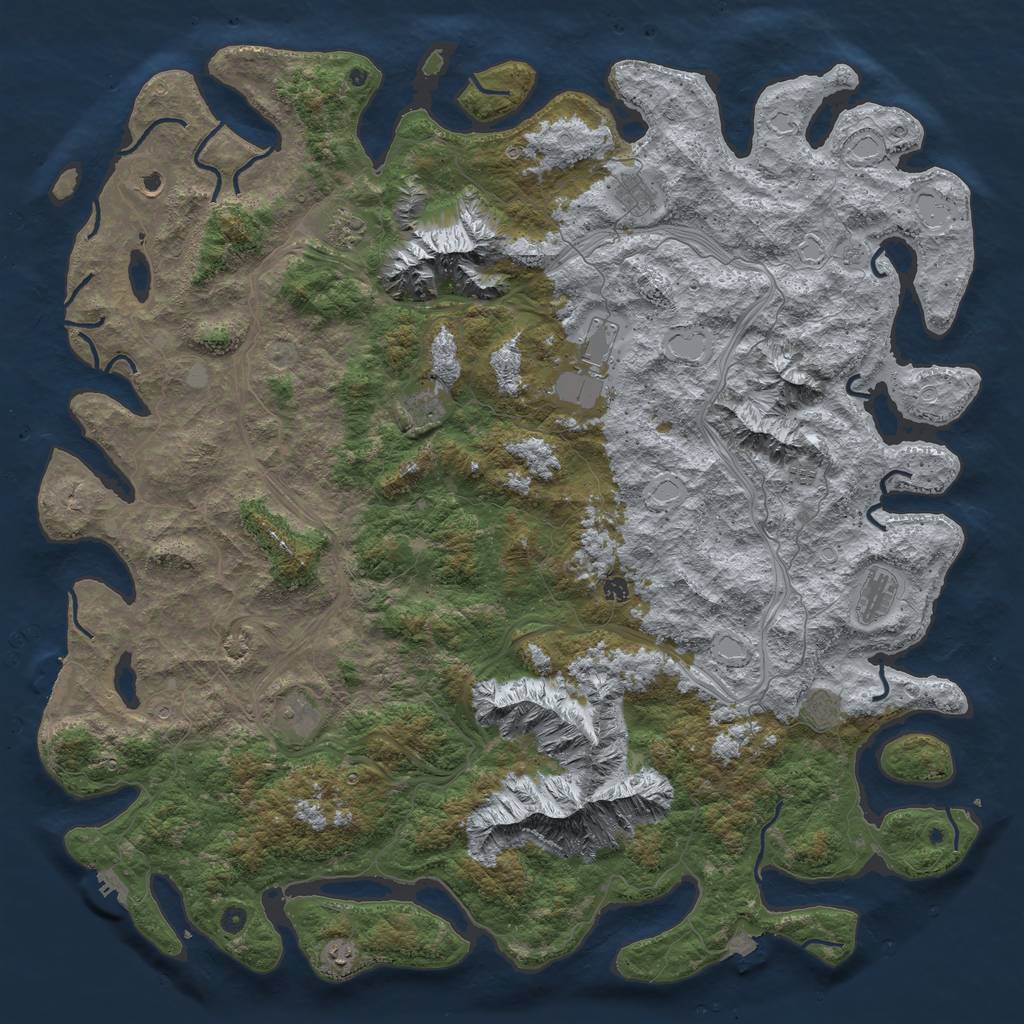 Rust Map: Procedural Map, Size: 6000, Seed: 701585412, 19 Monuments