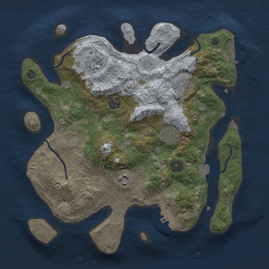 Rust Map: Procedural Map, Size: 3200, Seed: 67745, 13 Monuments