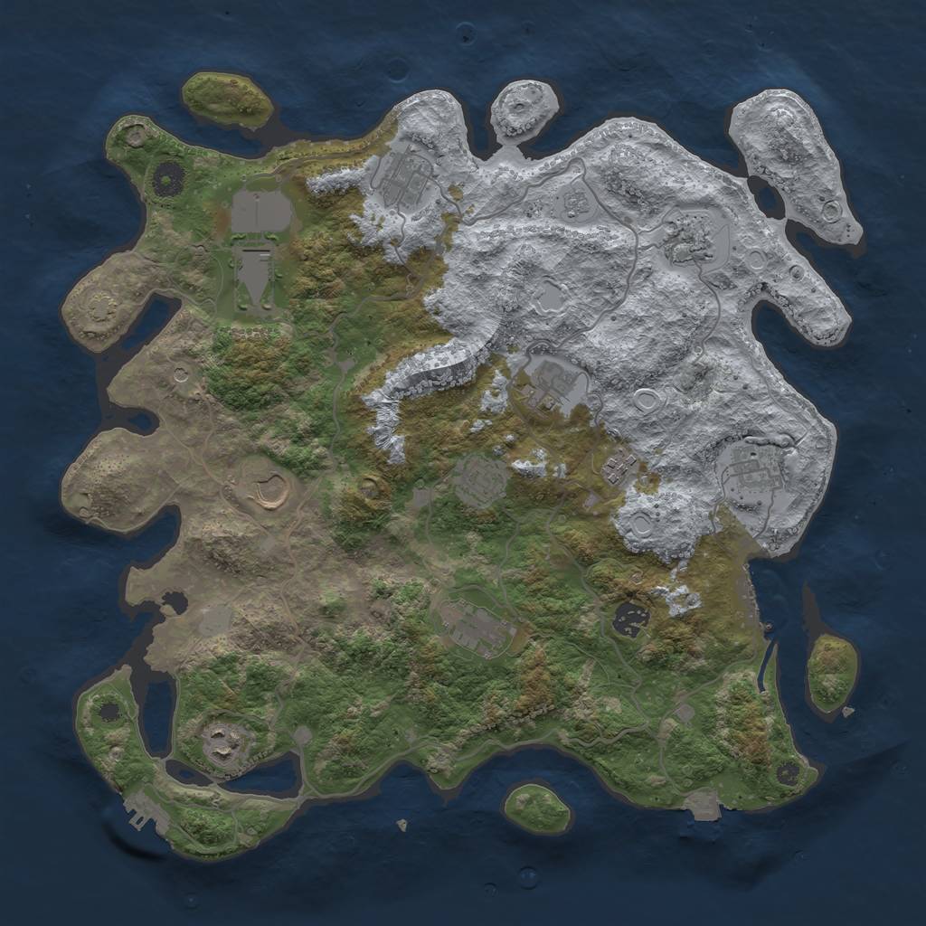 Rust Map: Procedural Map, Size: 4000, Seed: 1027914771, 19 Monuments