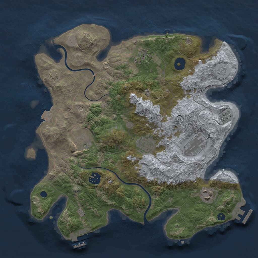 Rust Map: Procedural Map, Size: 3250, Seed: 511016424, 13 Monuments