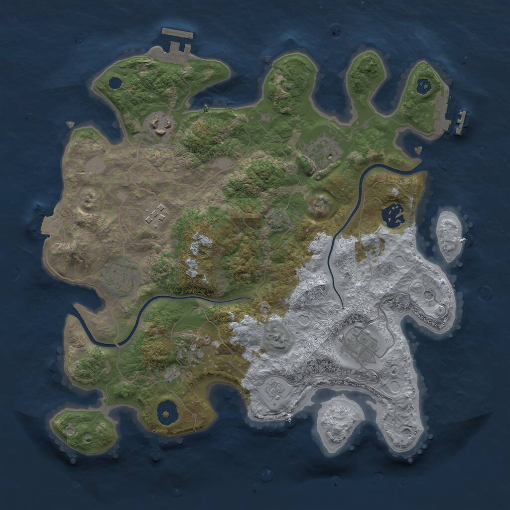 Rust Map: Procedural Map, Size: 3300, Seed: 81866, 13 Monuments