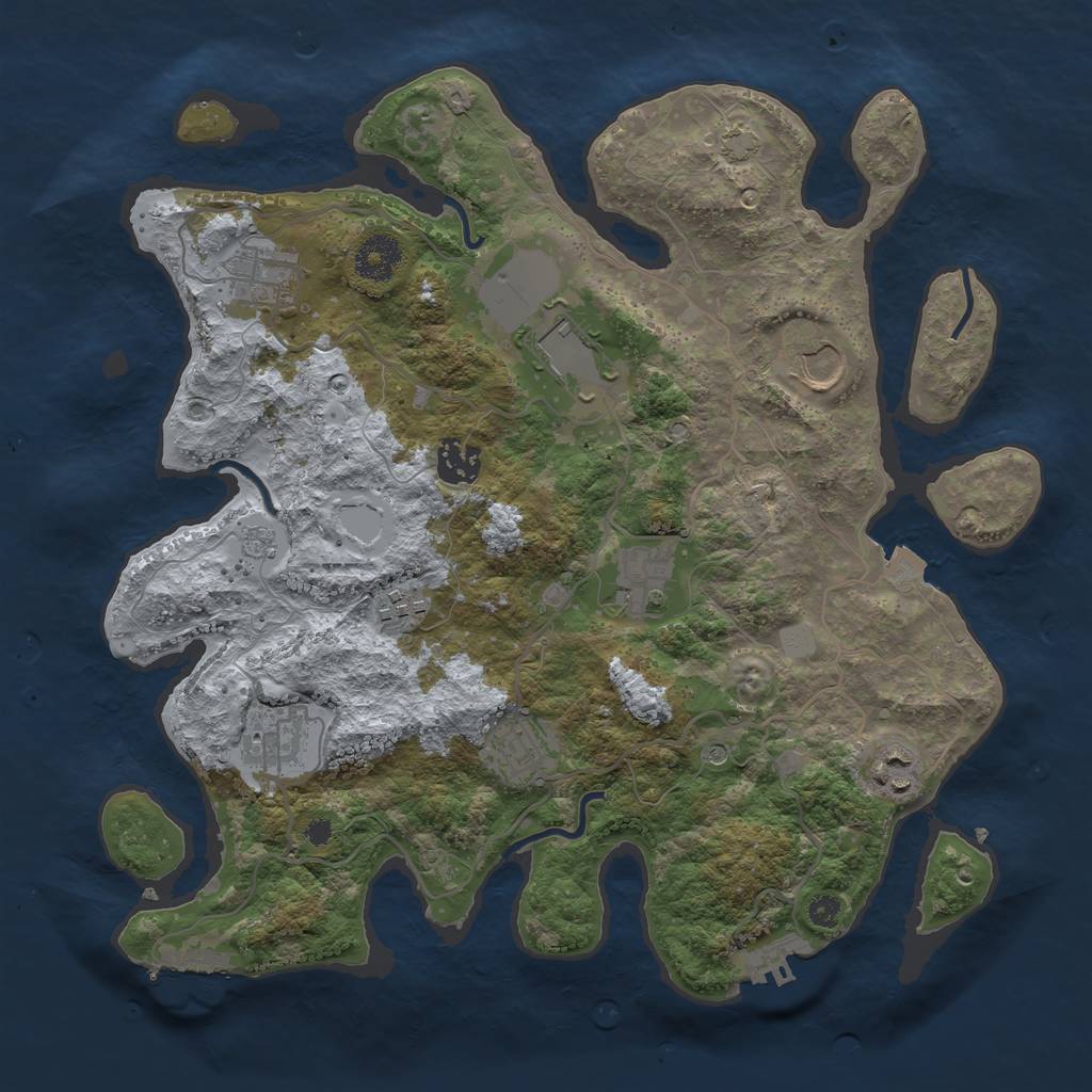 Rust Map: Procedural Map, Size: 3500, Seed: 1327642516, 17 Monuments