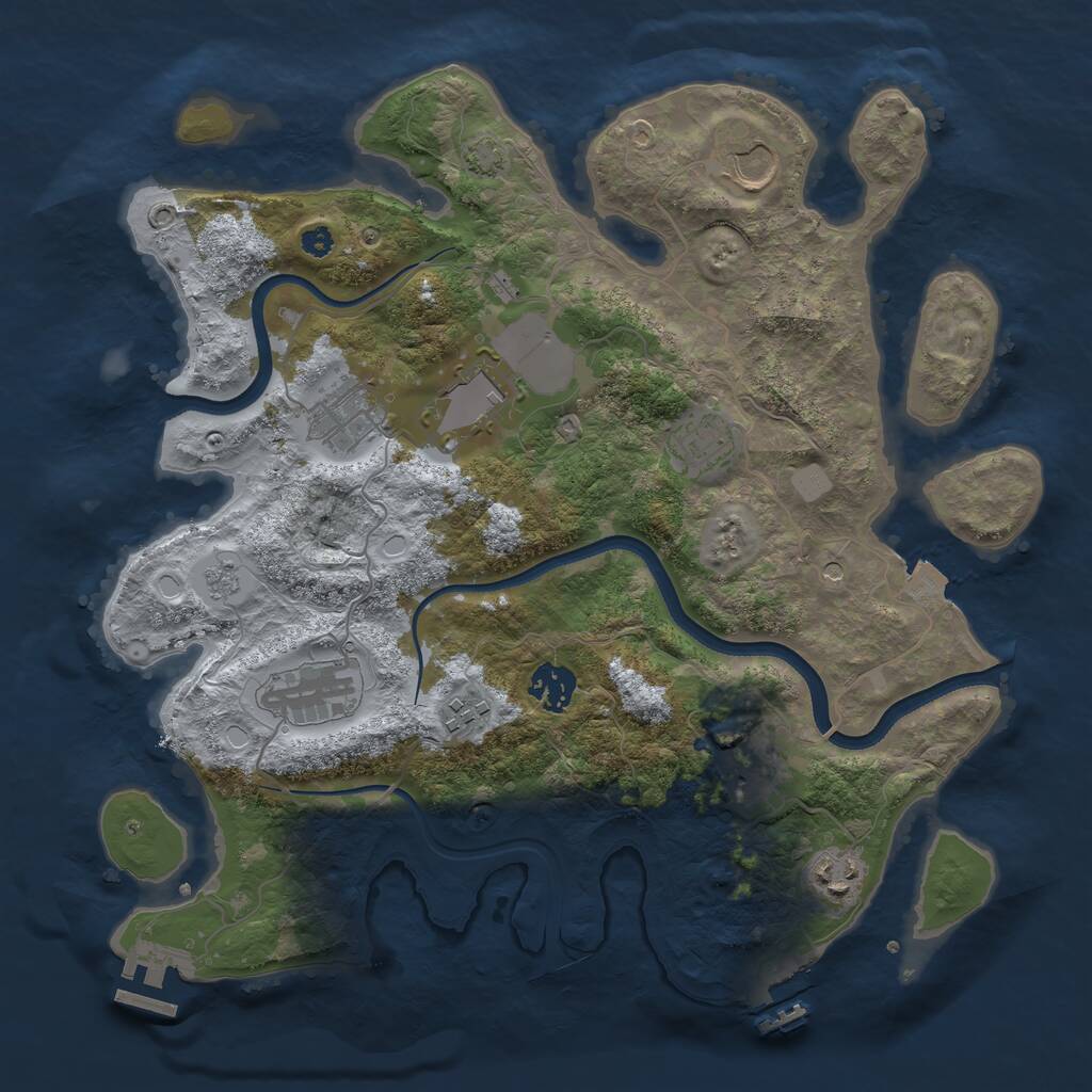 Rust Map: Procedural Map, Size: 3500, Seed: 1327642516, 15 Monuments