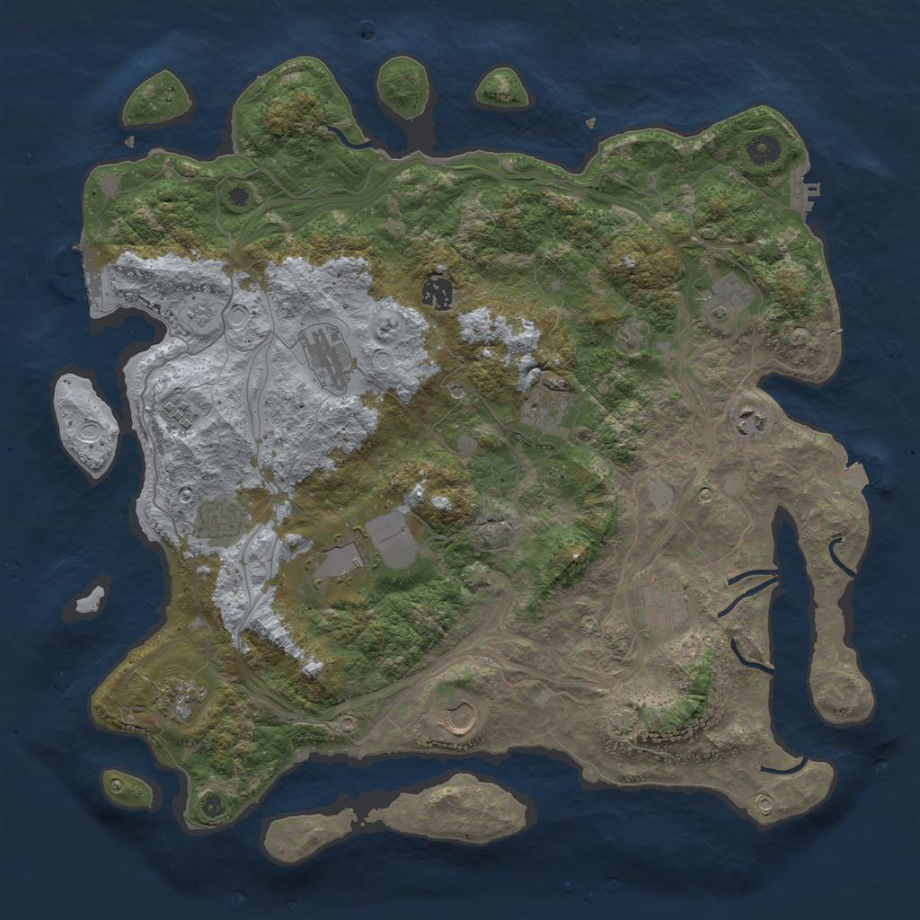 Rust Map: Procedural Map, Size: 4250, Seed: 1101184700, 19 Monuments