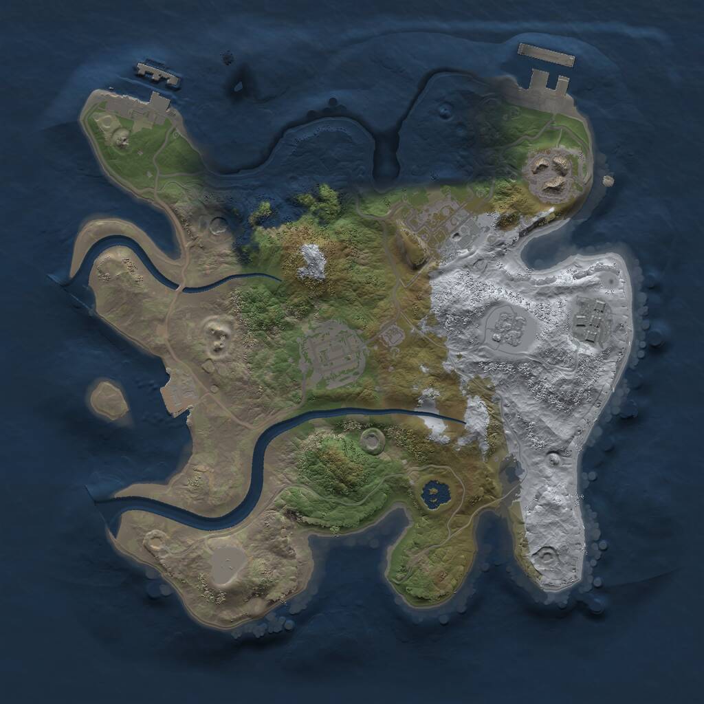 Rust Map: Procedural Map, Size: 2500, Seed: 1339866086, 9 Monuments