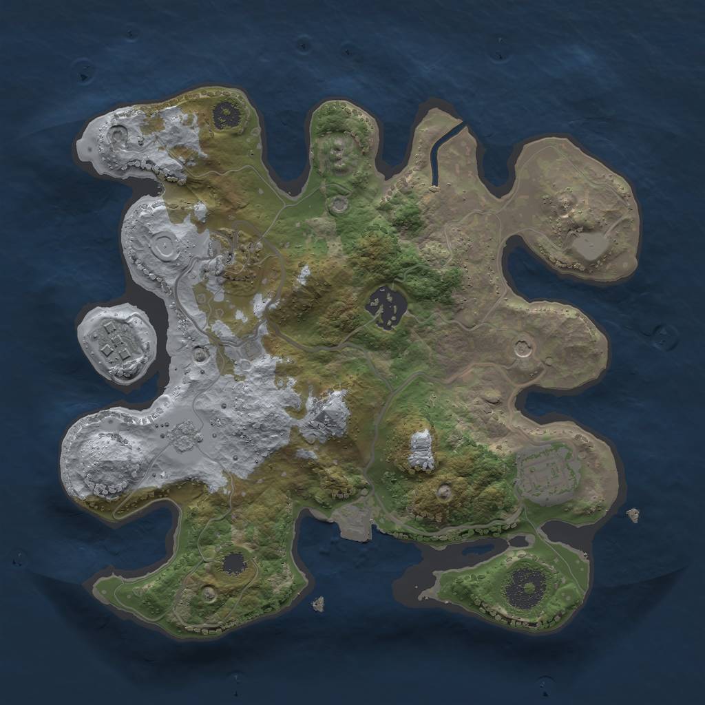 Rust Map: Procedural Map, Size: 2600, Seed: 640047183, 9 Monuments