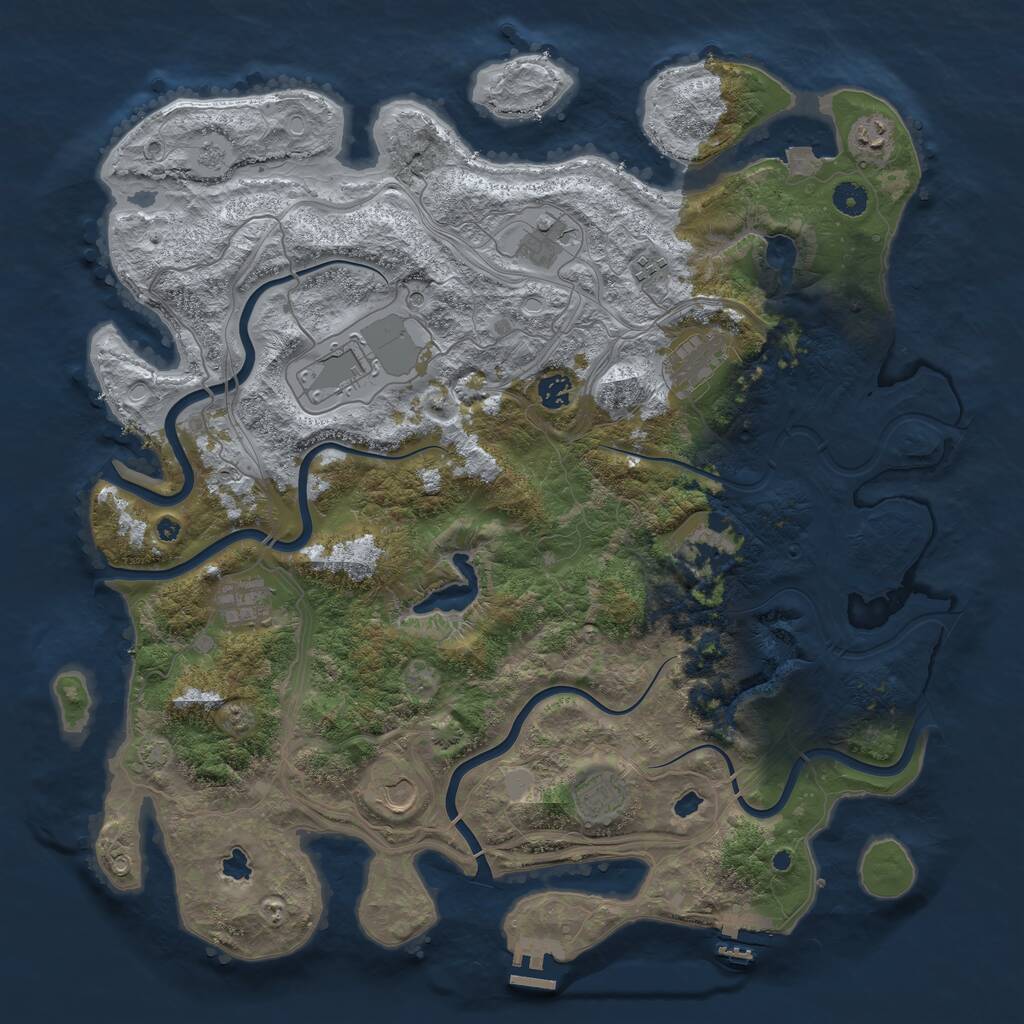 Rust Map: Procedural Map, Size: 4500, Seed: 451256446, 16 Monuments