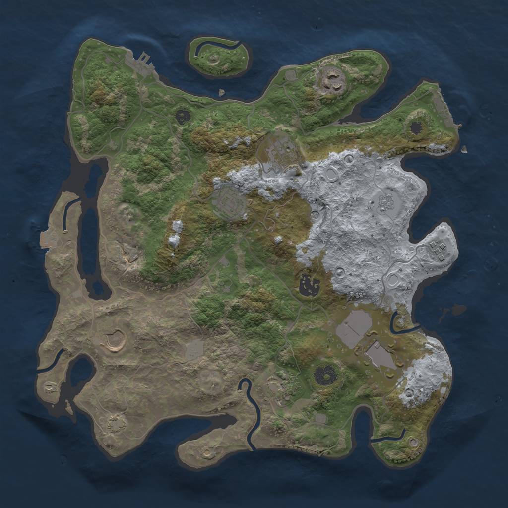 Rust Map: Procedural Map, Size: 3500, Seed: 2046548047, 16 Monuments