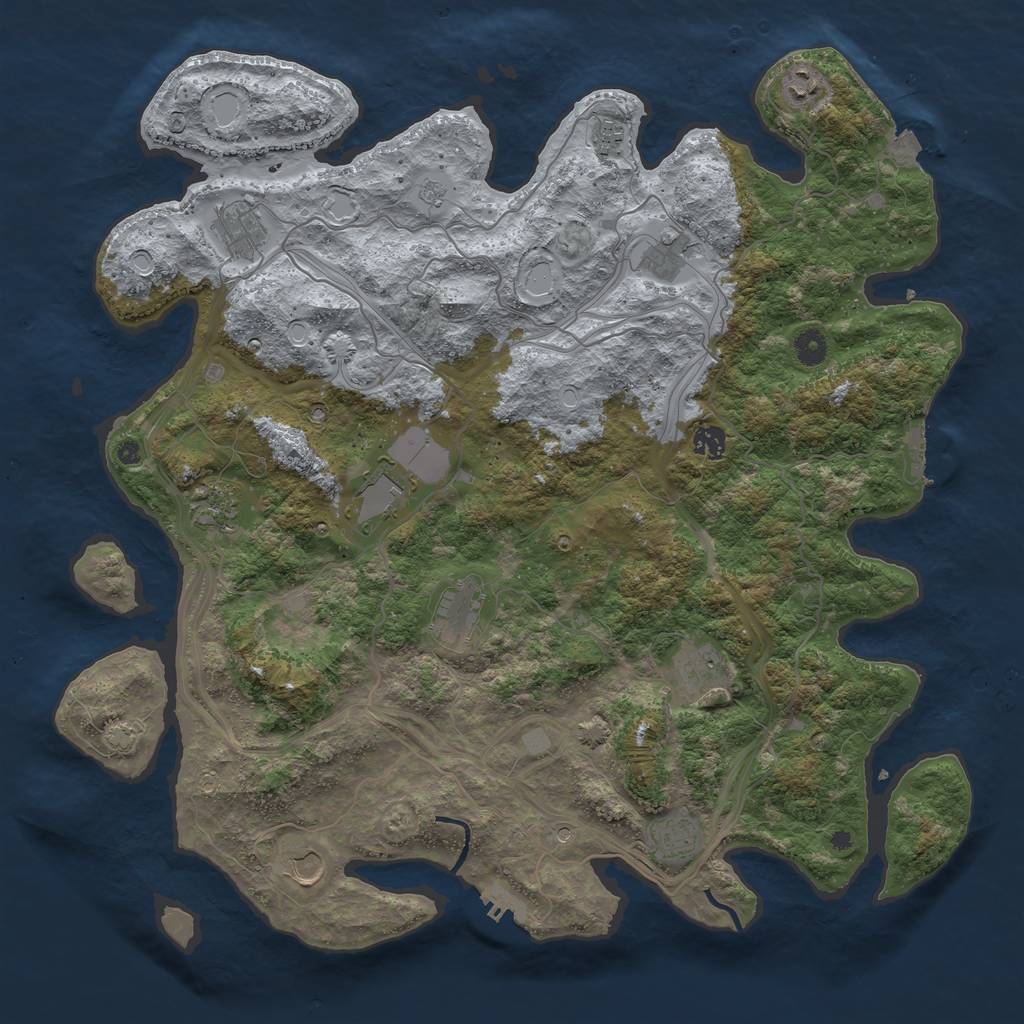 Rust Map: Procedural Map, Size: 4500, Seed: 5121979, 19 Monuments