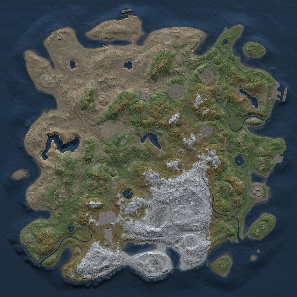 Rust Map: Procedural Map, Size: 4500, Seed: 25001, 16 Monuments