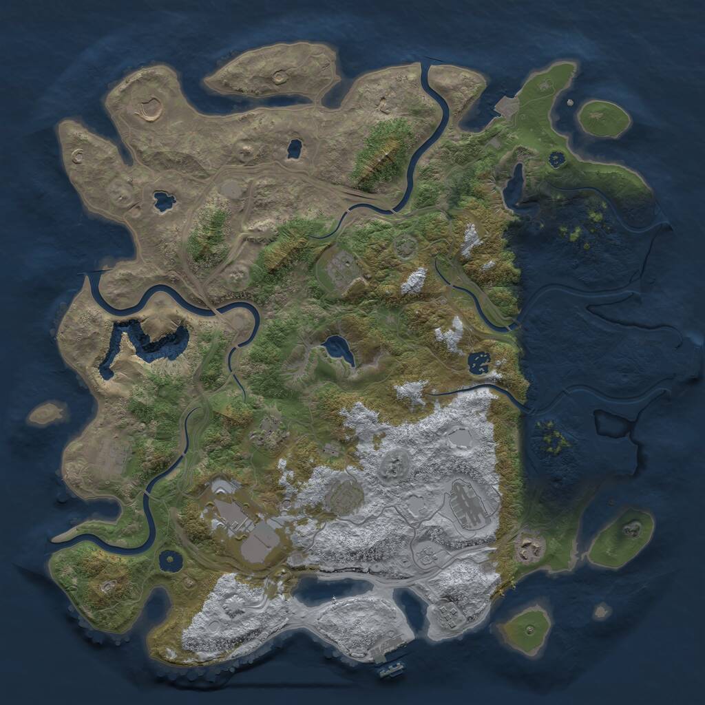 Rust Map: Procedural Map, Size: 4500, Seed: 25001, 16 Monuments
