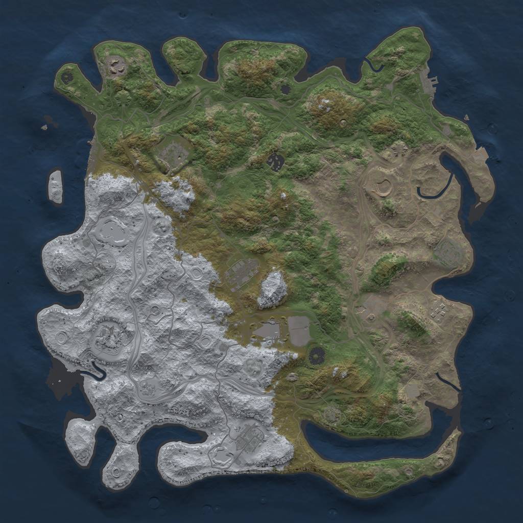 Rust Map: Procedural Map, Size: 4500, Seed: 1288611879, 19 Monuments