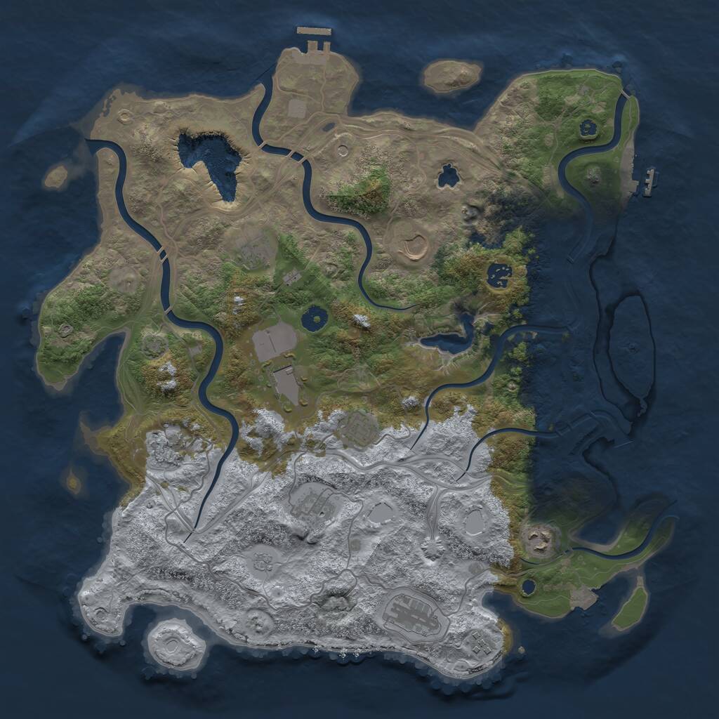 Rust Map: Procedural Map, Size: 4250, Seed: 1150054469, 16 Monuments