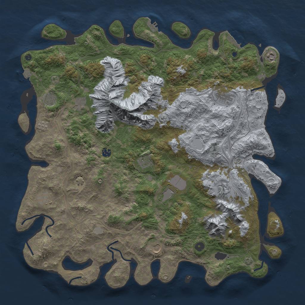 Rust Map: Procedural Map, Size: 5000, Seed: 891673, 19 Monuments
