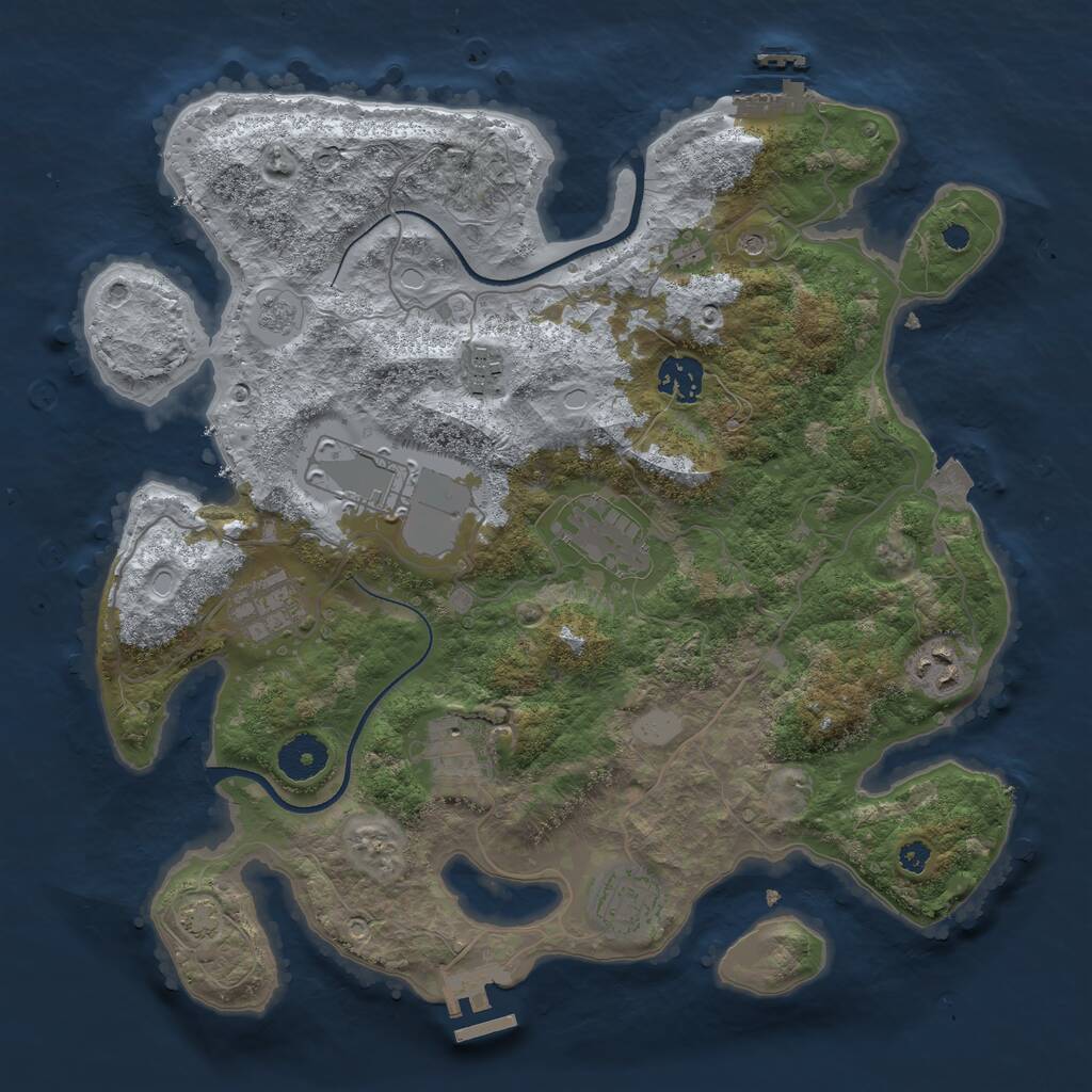 Rust Map: Procedural Map, Size: 3500, Seed: 696942069, 14 Monuments