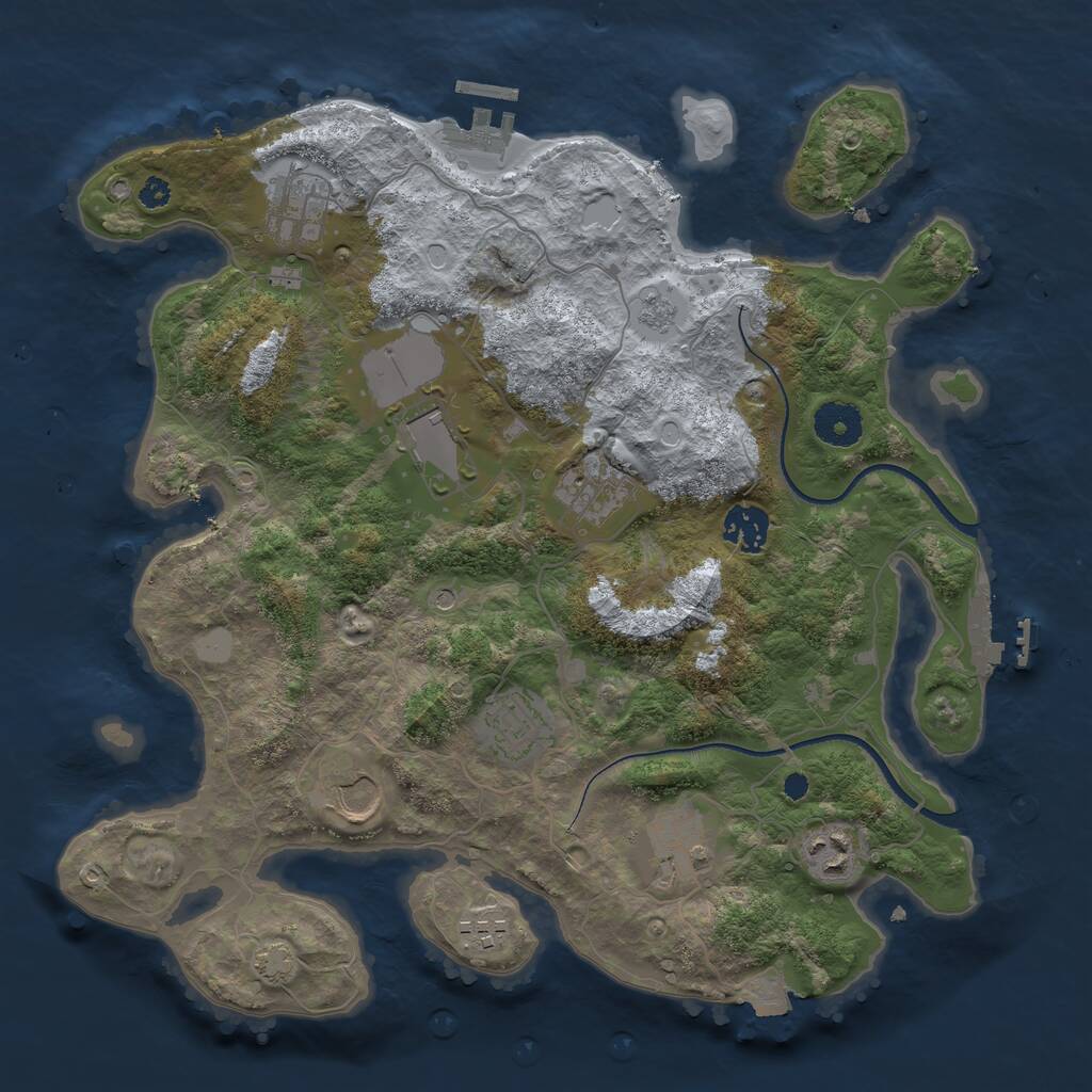 Rust Map: Procedural Map, Size: 3500, Seed: 763491753, 15 Monuments