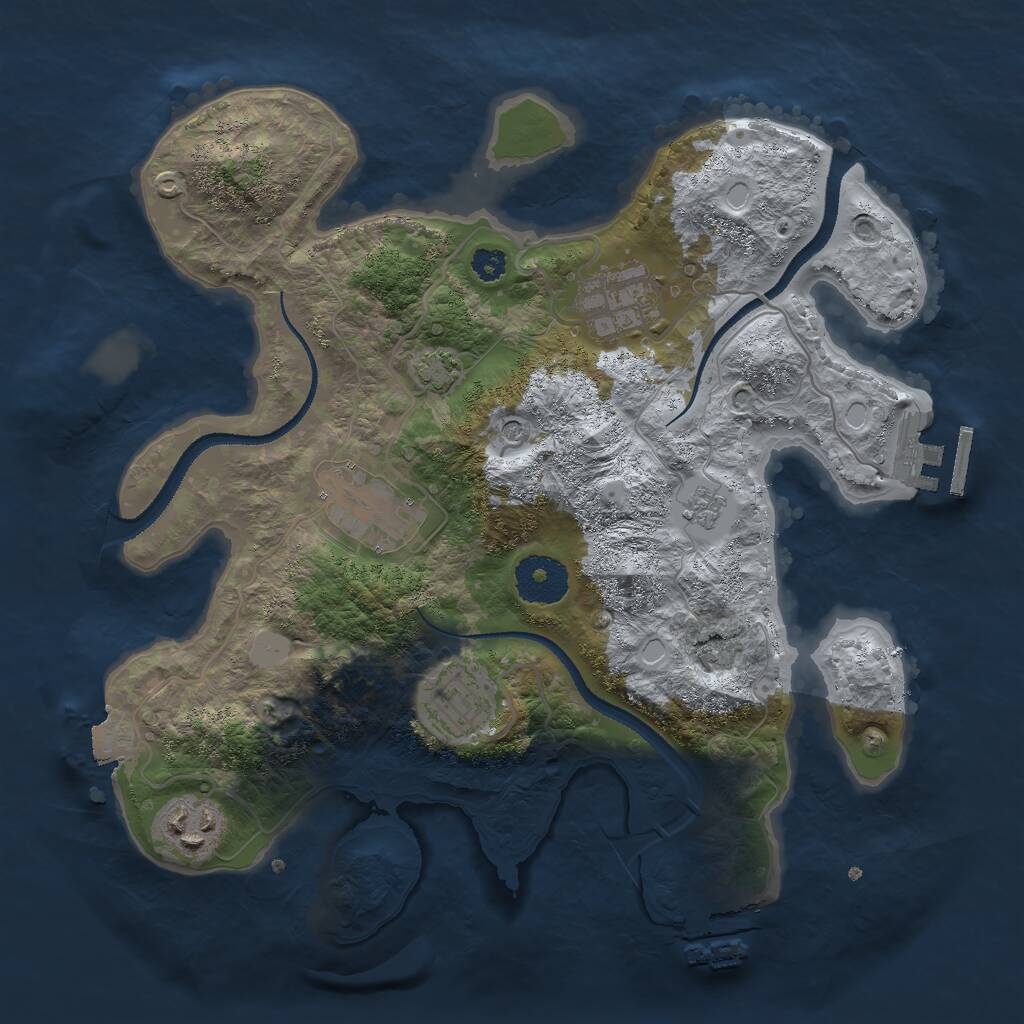 Rust Map: Procedural Map, Size: 3000, Seed: 41279, 10 Monuments