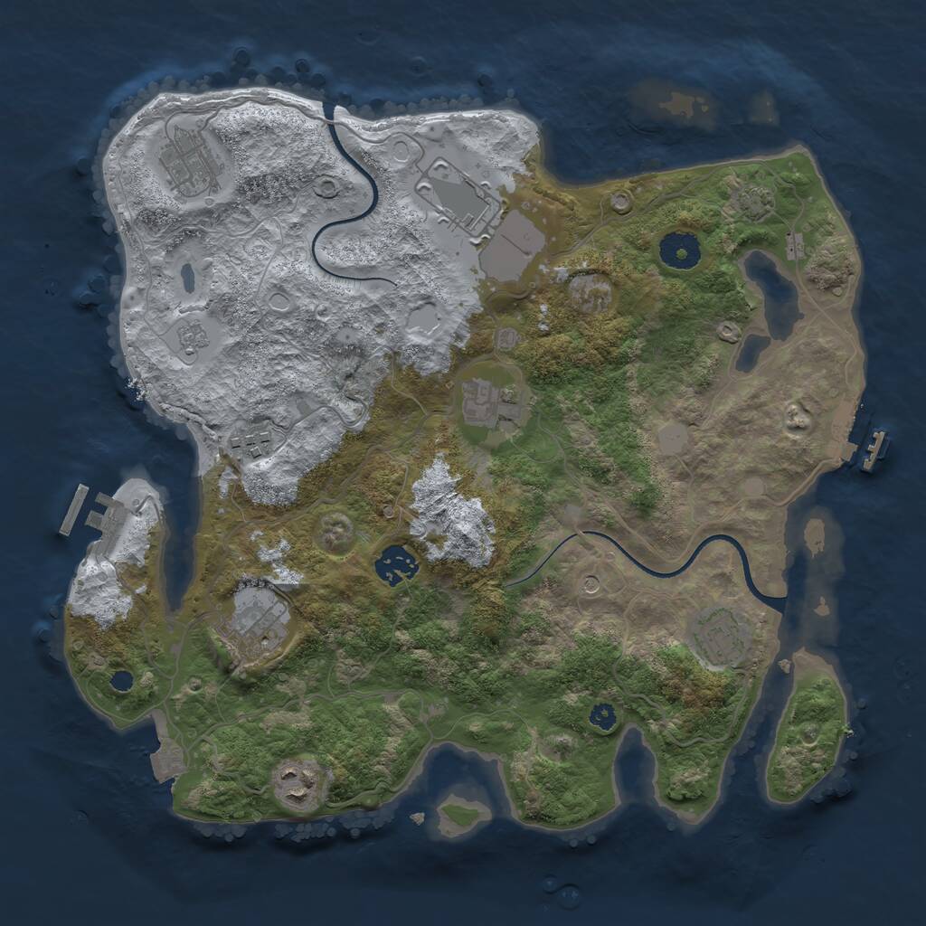 Rust Map: Procedural Map, Size: 3500, Seed: 368985840, 14 Monuments