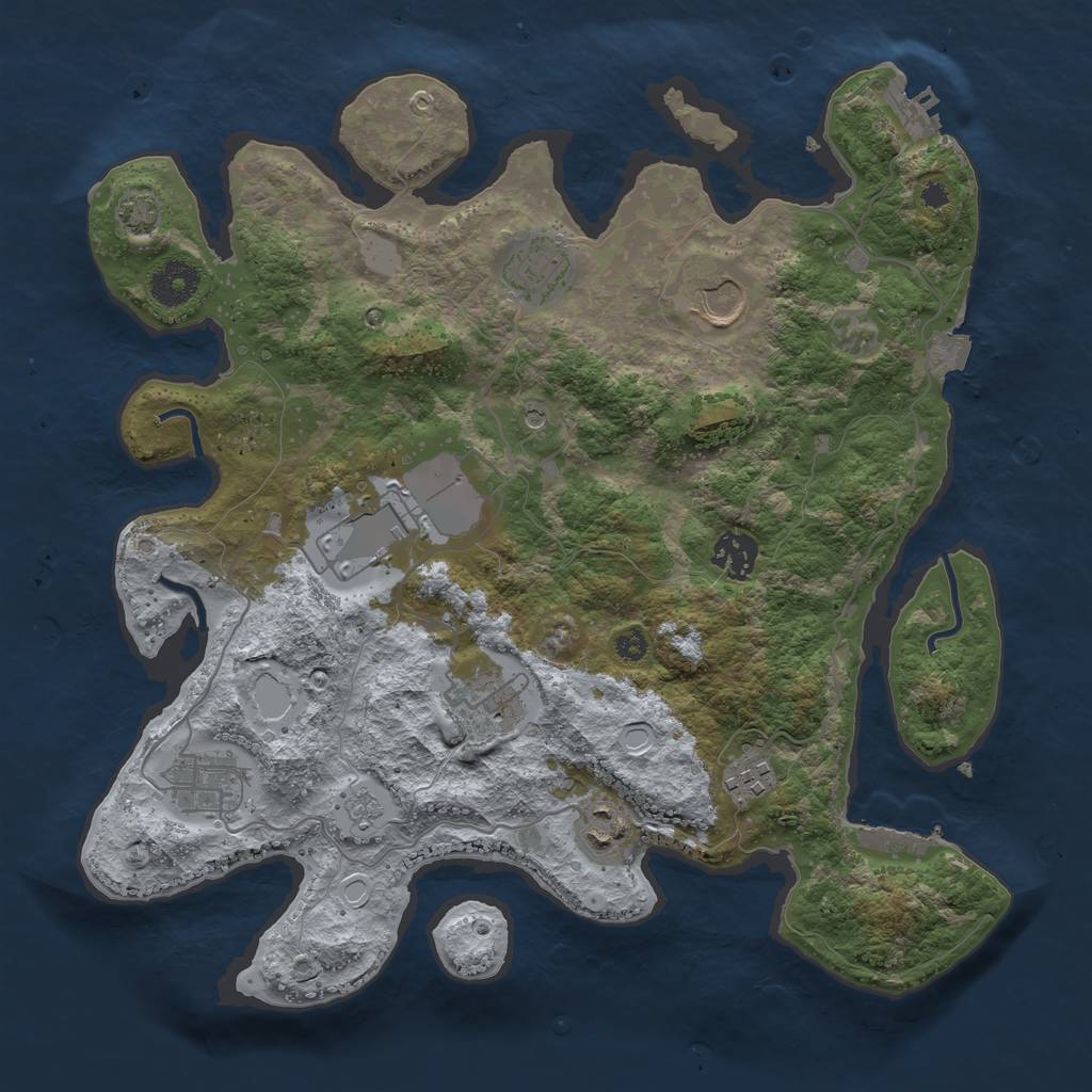 Rust Map: Procedural Map, Size: 3500, Seed: 1917928530, 16 Monuments